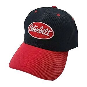 Peterbilt Logo Black And Red Hat Hook And Loop Strap Truck Cap Baseball Style‎